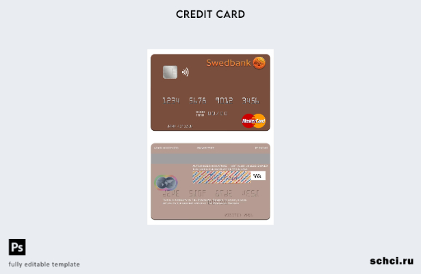 цифровая загрузка шаблона карты Mastercard Swedbank Швеция